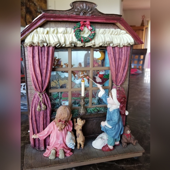 Vintage Christmas lights 3d 2 sided window decor snow glass display musical - Picture 1 of 16